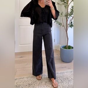Elegant Black Wide Leg Women's Jeans